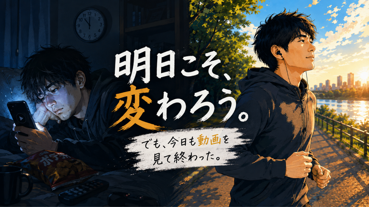 動画に時間を奪われていた男性がAudibleで耳から学ぶ習慣に変えたイメージ