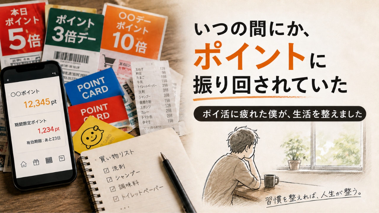 ポイ活やポイントカードによる浪費癖と買い過ぎを見直したブログのアイキャッチ画像